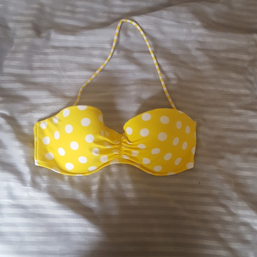 Yellow Polka Dot Bikini Top